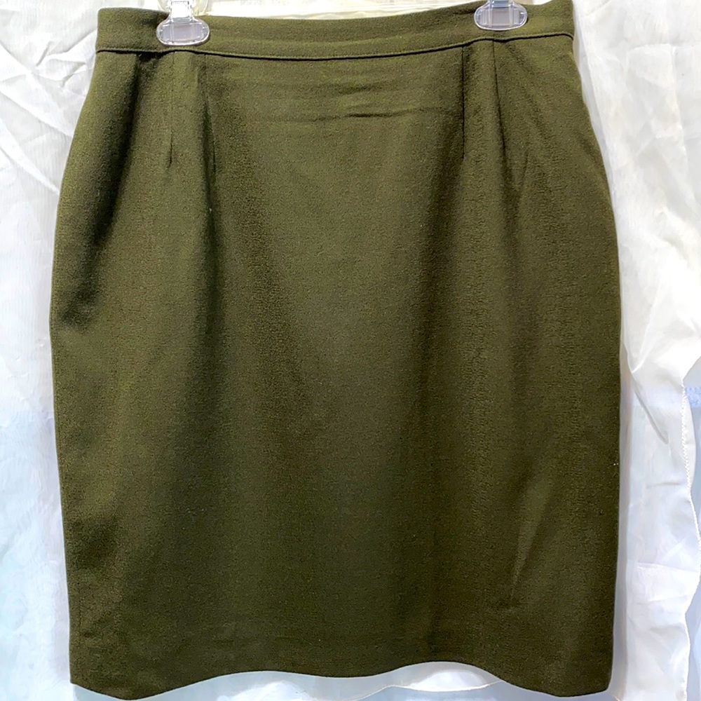 GIANNI SPORT PURE WOOL OLIVE PENCIL SKIRT SZ 14